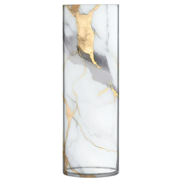 JSTEL White & Gold Marble Flower Vase Decorative Floreros for Home Decor Bedroom Living Room Office Table Shelf Bathroom