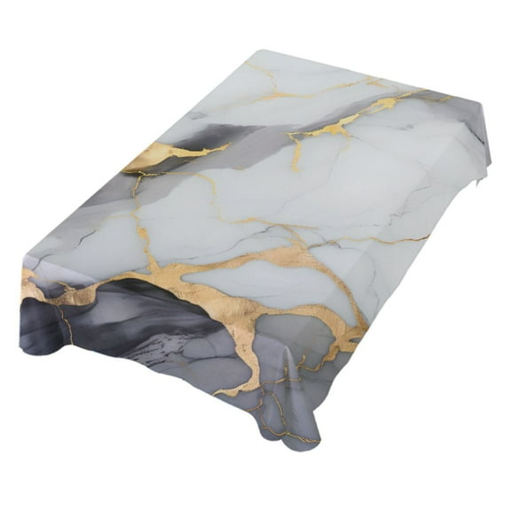 JSTEL White & Gold Marble Table Cloth Rectangle 54 x 72 Inch Tablecloth Anti Wrinkle Table Cover for Dining Kitchen Parties