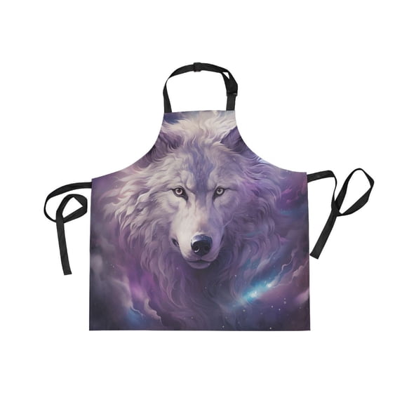 JSTEL White Wolf Apron with 2 Pockets for Women Men Adjustable Garden Bib
