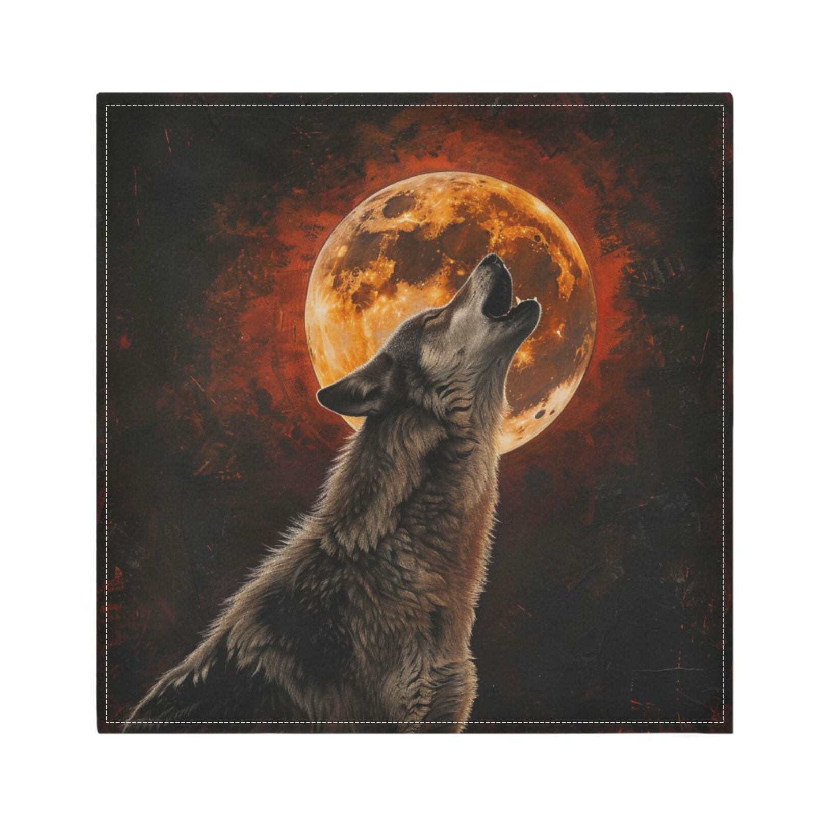JSTEL Wild Wolf Howling Moon Cloth Napkins Set of 6, 20x20 Inch Washable and Reusable Napkin for Decoupage Dinner Party Everyday Use