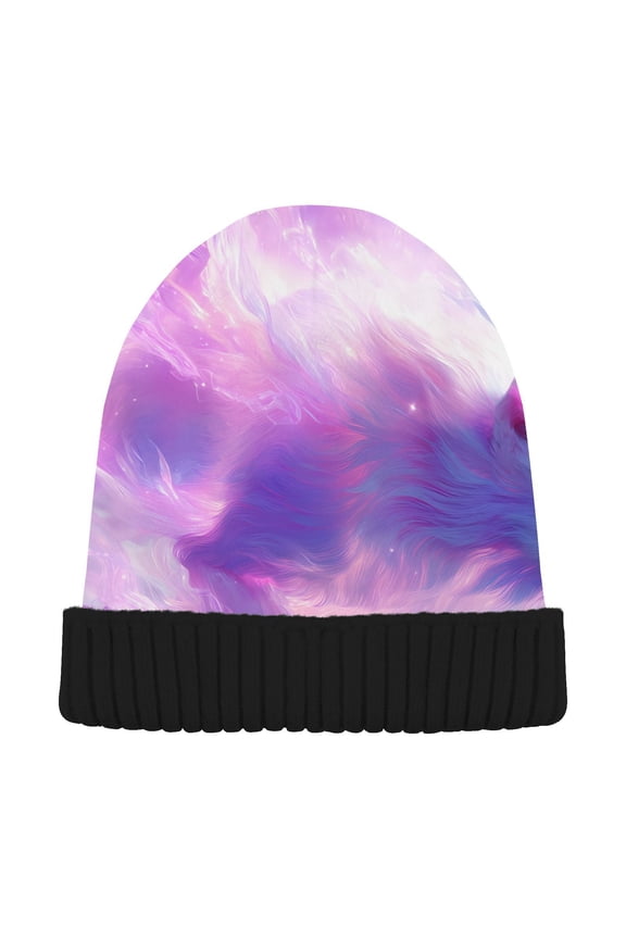 Winged Wolf Beanie for Women Men Winter Hat Reversible Skull Knit Cap