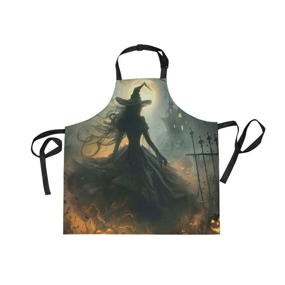 JSTEL Witch Halloween Apron with 2 Pockets for Women Men Adjustable Garden Bib