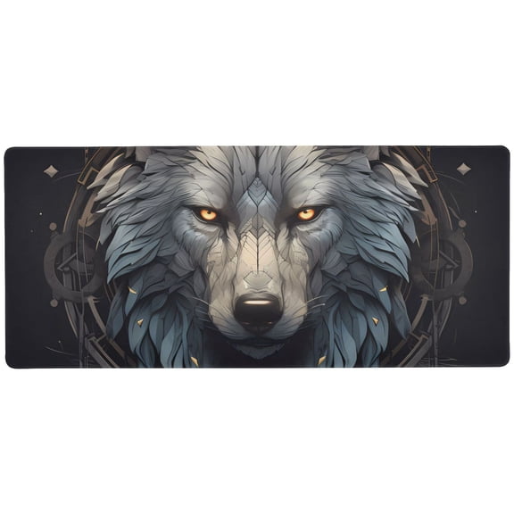 JSTEL Wolf Artwork Large Gaming Mouse Pad Big Mousepad Mice Keyboard Mat with Non-Slip Rubber Base for Computer Laptop Home & Office, 31.5 X 11.8 inch