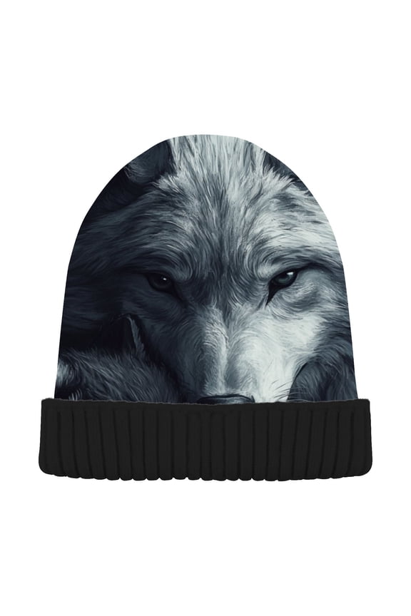 Wolf Cute Wolf Baby Beanie for Women Men Winter Hat Reversible Skull Knit Cap