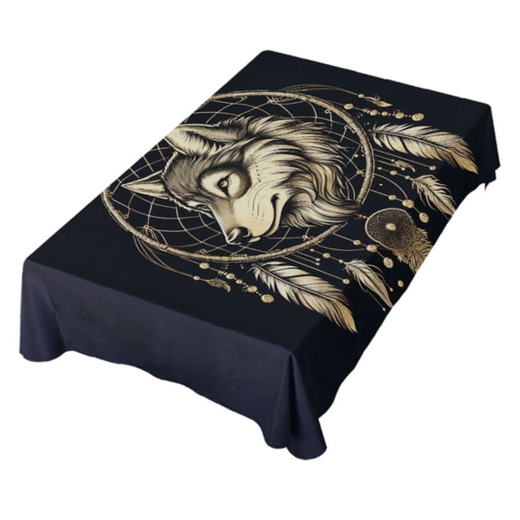 JSTEL Wolf Dream Catcher Boho Table Cloth Square 60 x 60 Inch Tablecloth Anti Wrinkle Table Cover for Dining Kitchen Parties
