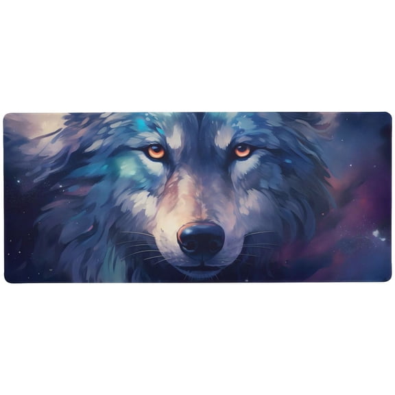 JSTEL Wolf Galaxy Space Large Gaming Mouse Pad Big Mousepad Mice Keyboard Mat with Non-Slip Rubber Base for Computer Laptop Home & Office, 31.5 X 15.7 inch