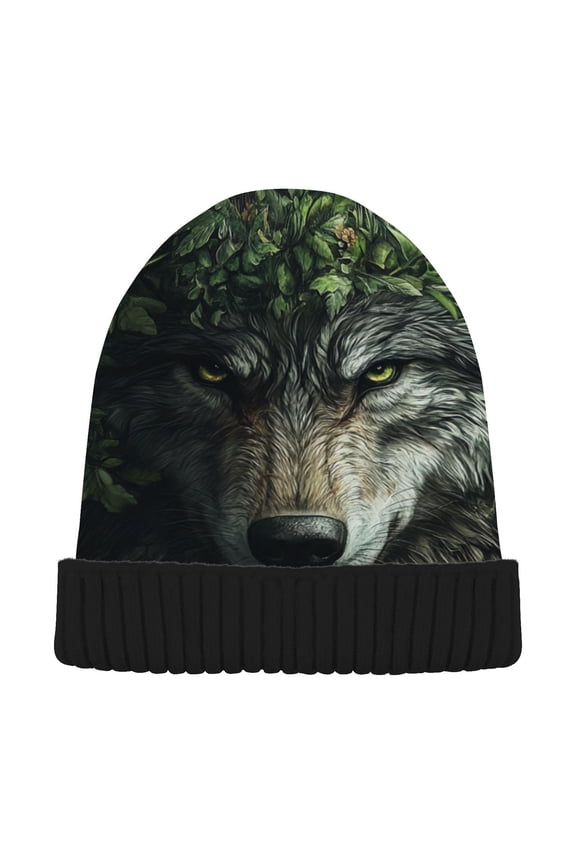 Wolf Of Forest Beanie for Women Men Winter Hat Reversible Skull Knit Cap