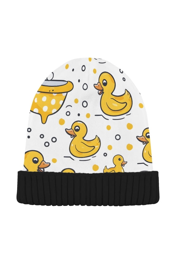 Yellow Duck Beanie for Women Men Winter Hat Reversible Skull Knit Cap