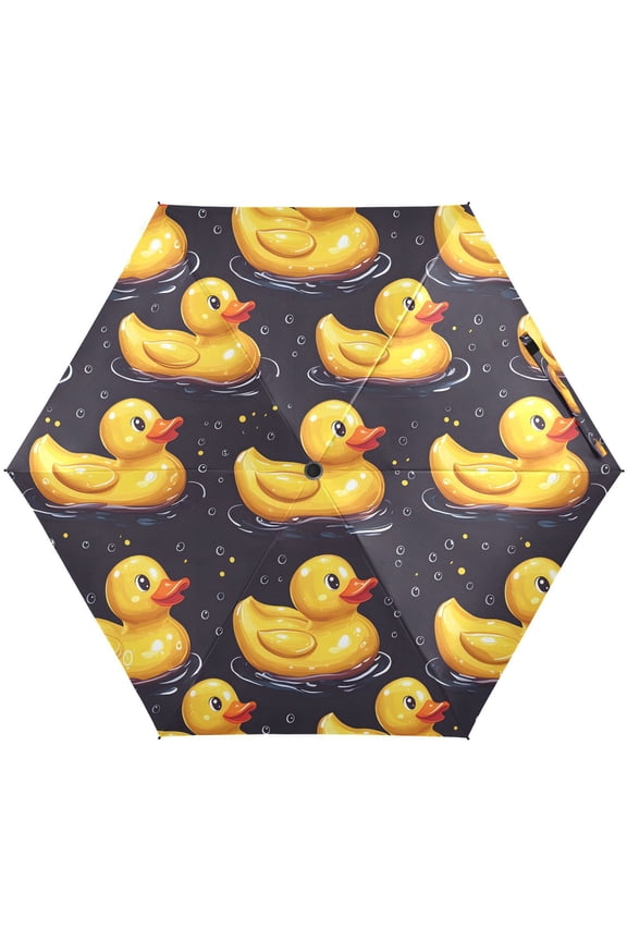 Yellow Duck Swimming Folding Umbrella for Rain Sun Travel Mini Lightweight Compact Umbrellas