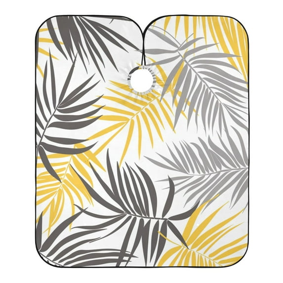 JSTEL Yellow Palm Leaf Waterproof Barber Cape for Men Women Beard Shaving Bib Apron Professional Hair Cutting Cloth, 65 x 55 inch