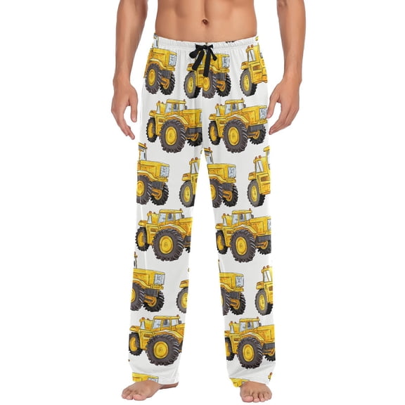 JSTEL Yellow Truck Men's Sleepwear Mens Pajama Pants Bottoms with Pockets, M