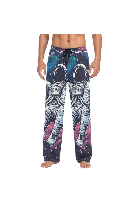 Astronaut Basketball Space Pop Men's Sleepwear Mens Pajama Pants Bottoms with Pockets, L