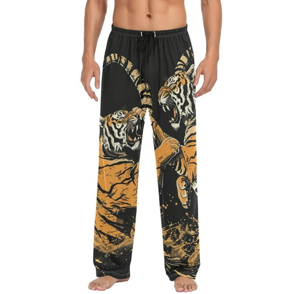 JSTELFighting Tigers Men's Sleepwear Mens Pajama Pants Bottoms with Pockets, L
