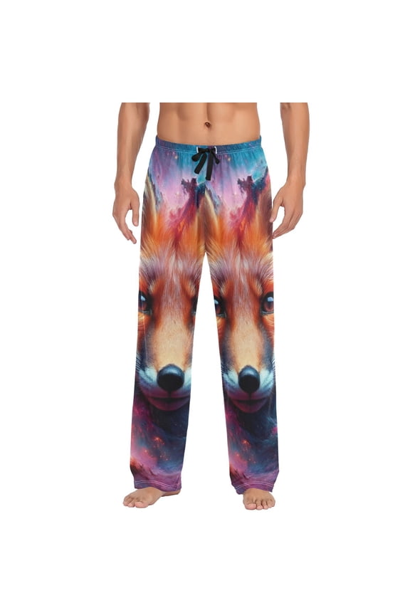 Fox Head Galaxy Men's Sleepwear Mens Pajama Pants Bottoms with Pockets, L
