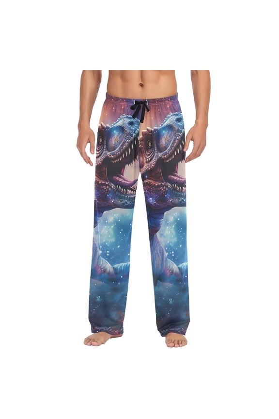 T-rex Dinosaur Tyrannosaurus Dino Nebula Men's Sleepwear Mens Pajama Pants Bottoms with Pockets, L