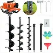 JSTUOKE 2100W 62cc Post Hole Digger 2 Stroke Petrol Gas Powered Earth Digger with 3 Auger Drill Bits (3" 5" & 8") + 3 Extension Rods for Farm Garden Plant
