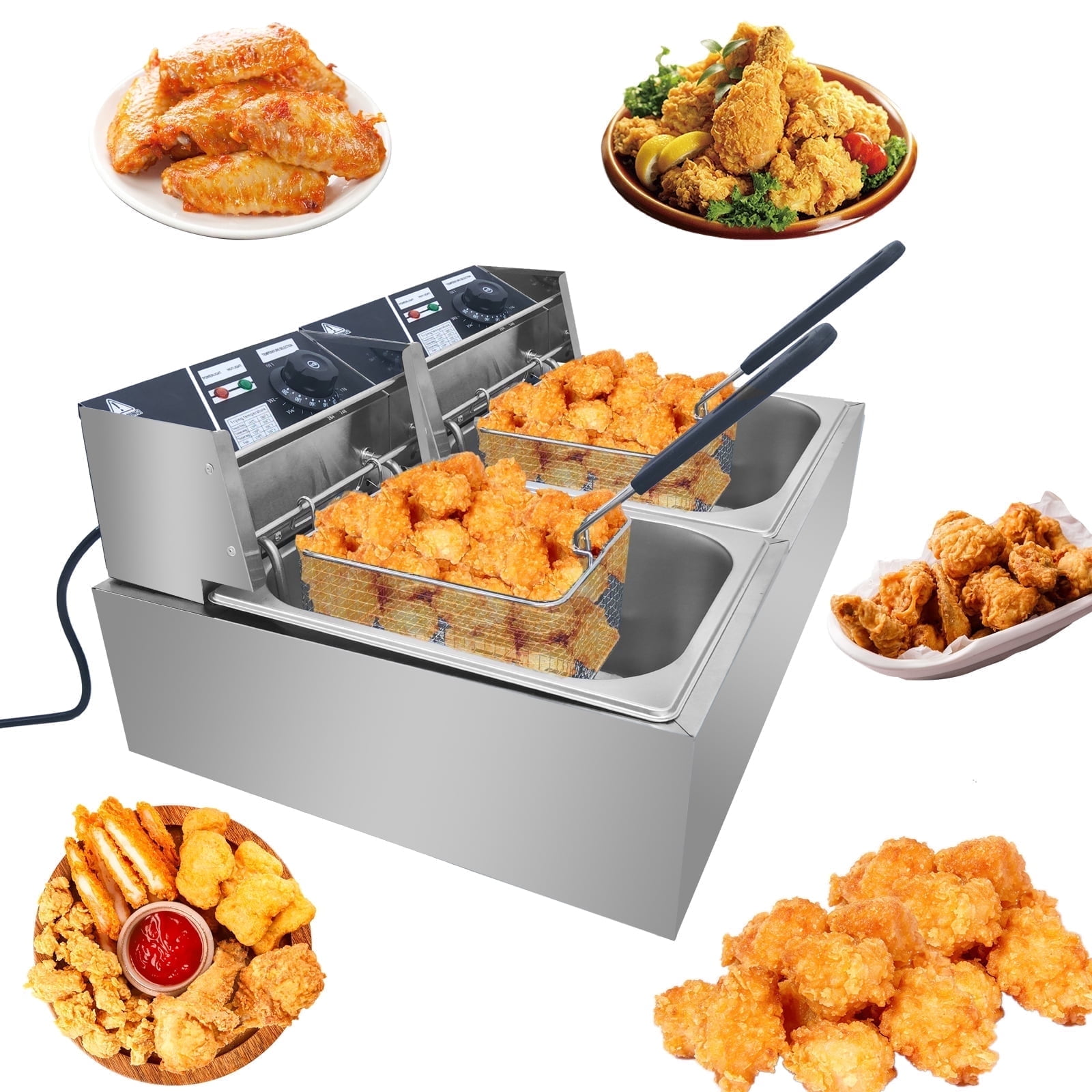 TUOKE 24L Commercial Electric Deep Fryer 5000W Professional Stainless Steel Countertop French Fry with Basket for Restaurant