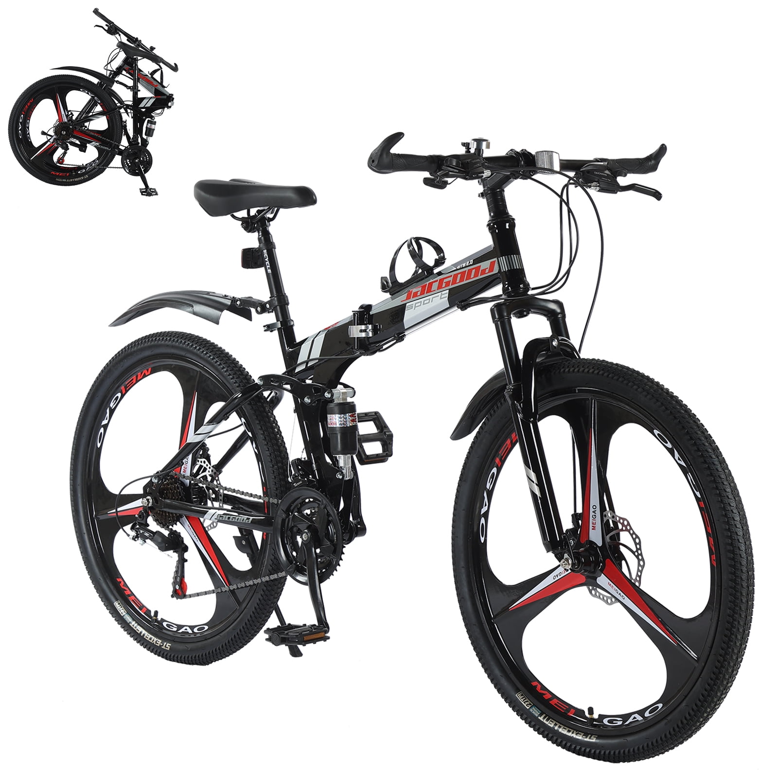 JSTUOKE 26 Inch Adult Mountain Bikes, 24 Speeds Drivetrain Cycling Foldable Bicycles with Double Disc Brakes, High Carbon Steel Frame, MTB for Men JSTUOKE 26 Inch Adult Mountain Bikes, 24 Speeds Drivetrain Cycling Foldable Bicycles with Double Disc Brakes, High Carbon Steel Frame, MTB for Men