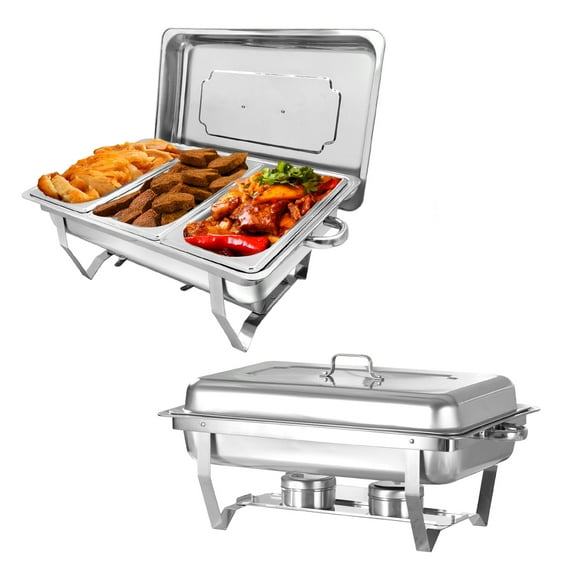 JSTUOKE 8QT Stainless Steel Chafing Dish Buffet Set with 1/3 Food Pan 2 Pack