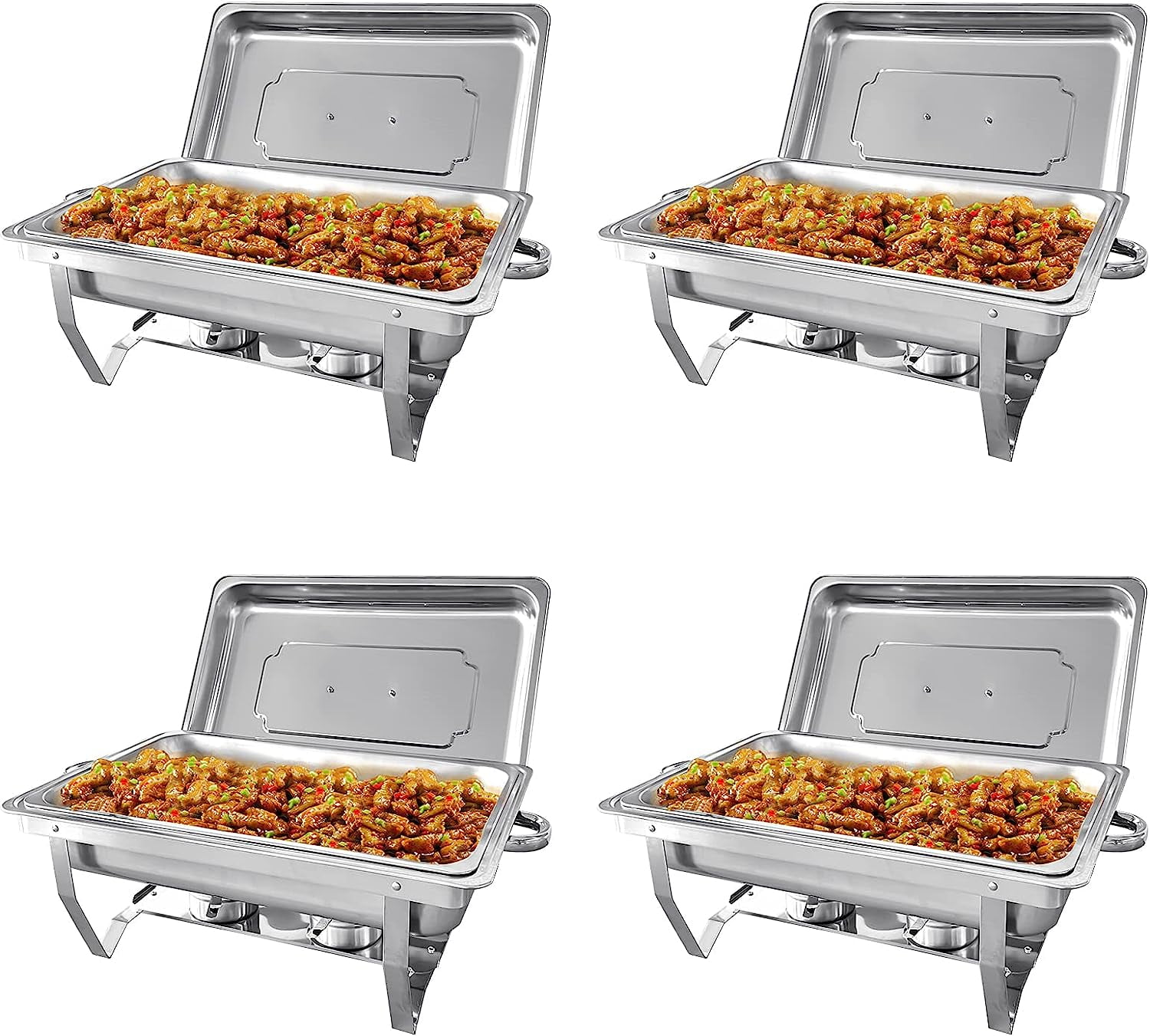 JSTUOKE Chafing Dish Buffet Set 4 Pack 8QT Stainless Steel Food Warmer