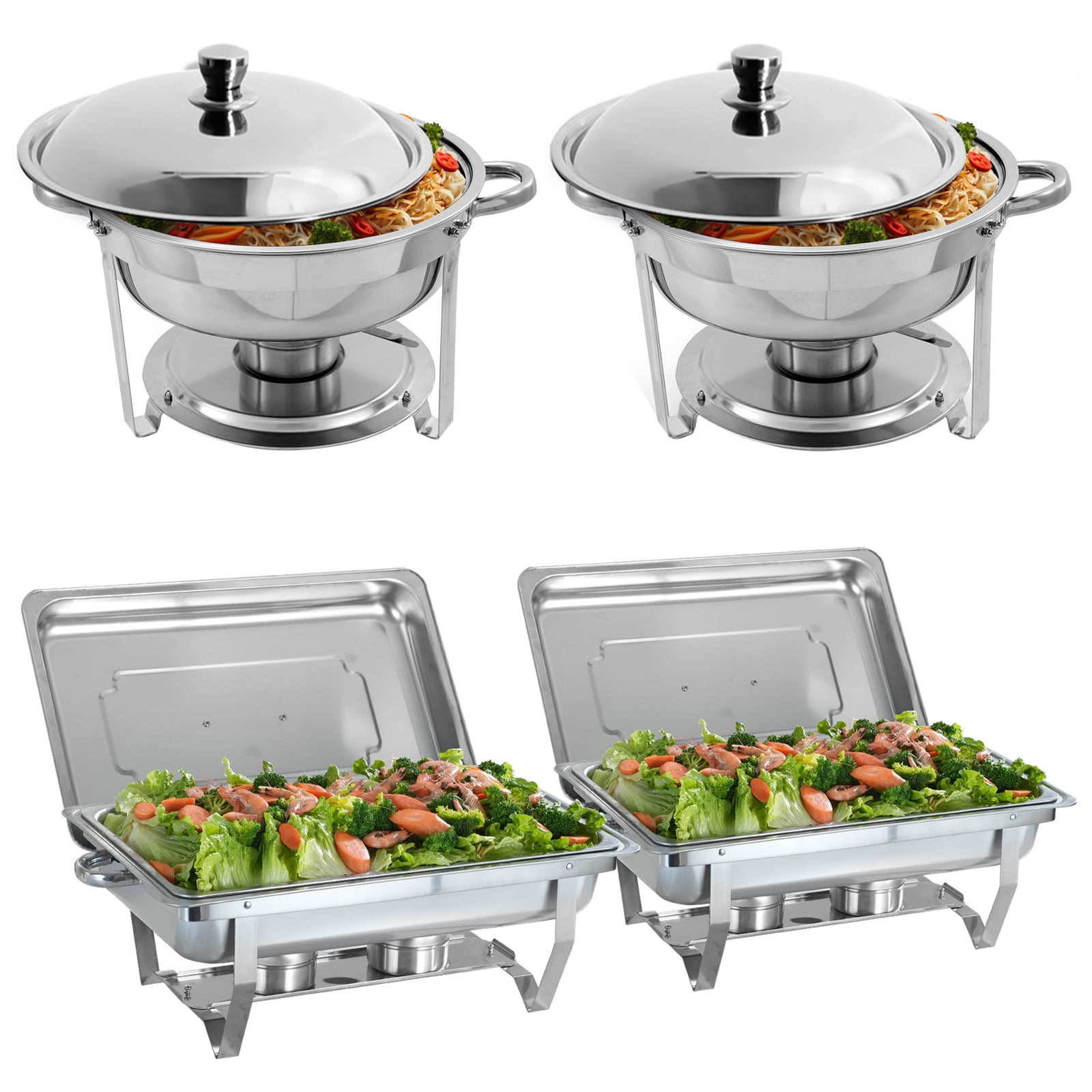 JSTUOKE Chafing Dish Buffet Set 4 Pack 8QT Stainless Steel Food Warmer Chafer Complete Set with Water Pan, Chafing Fuel Holder for Home Party, Buffets, Wedding, Banquet, Catering Events