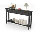 thumbnail image 1 of JSUN7 60 Inch Long Console Table - Entryway Table with Storage Drawers and Shelf, Wood Sofa Table Behind Couch Table, Console Tables for Entryway, Living Room, Hallway, Foyer, Bright Black, 1 of 9