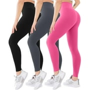 JSZ&WM 3 Pack High Waisted Leggings for Women-Soft Athletic Tummy Control Pants for Running Yoga Workout Reg & Plus Size