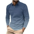 thumbnail image 1 of JSheng Business Shirts for Men Loose Gradient Color Half Zipper Striped Printed Long Sleeve Turndown Collar Blouse Blue L, 1 of 5