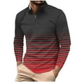thumbnail image 1 of JSheng Business Shirts for Men Loose Gradient Color Half Zipper Striped Printed Long Sleeve Turndown Collar Blouse Red XXXL, 1 of 5