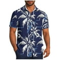 thumbnail image 1 of JSheng Button Down Shirt for Men Summer Short Sleeve Printing Button Up Lapel Collar Beach Shirt Blue L, 1 of 5