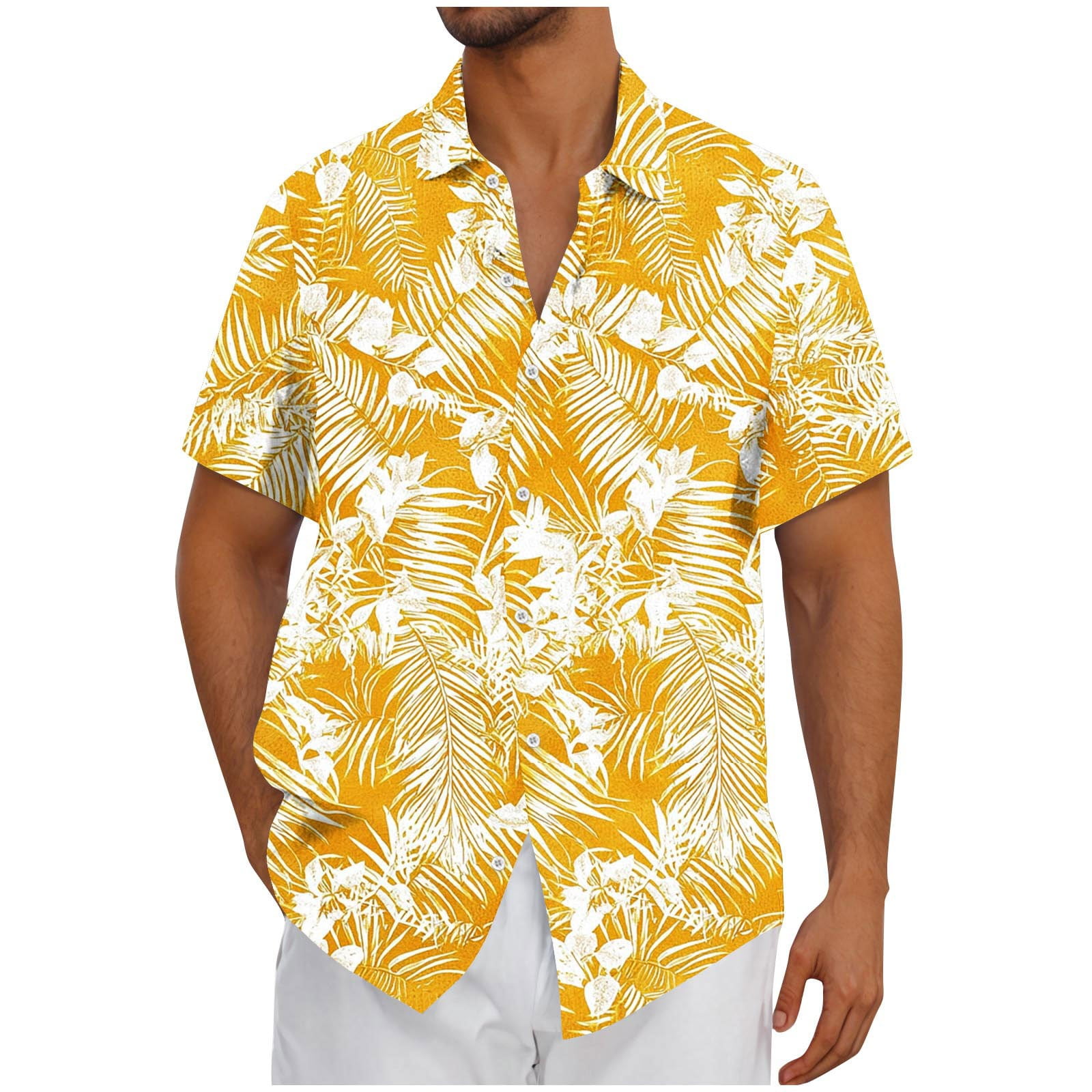 JSheng Button Down Shirt for Men Summer Short Sleeve Printing 