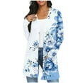 thumbnail image 1 of JSheng Casual Cardigan Tops for Women Fashion Cute Printed Long Sleeved Loose Comfy Tops with Pockets Blue L, 1 of 5