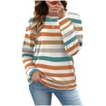 thumbnail image 1 of JSheng Casual Loose Top for Women Fashionable Striped Printed Round Neck Long Sleeve Sweatshirts for Daily Wear Orange XL, 1 of 5