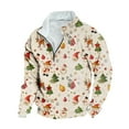 thumbnail image 1 of JSheng Christmas Men's Casual Sweatshirts Fashion Hoodless Printed Stand Collar Half Zipper Long Sleeved Loose Top Beige XXXXL, 1 of 3