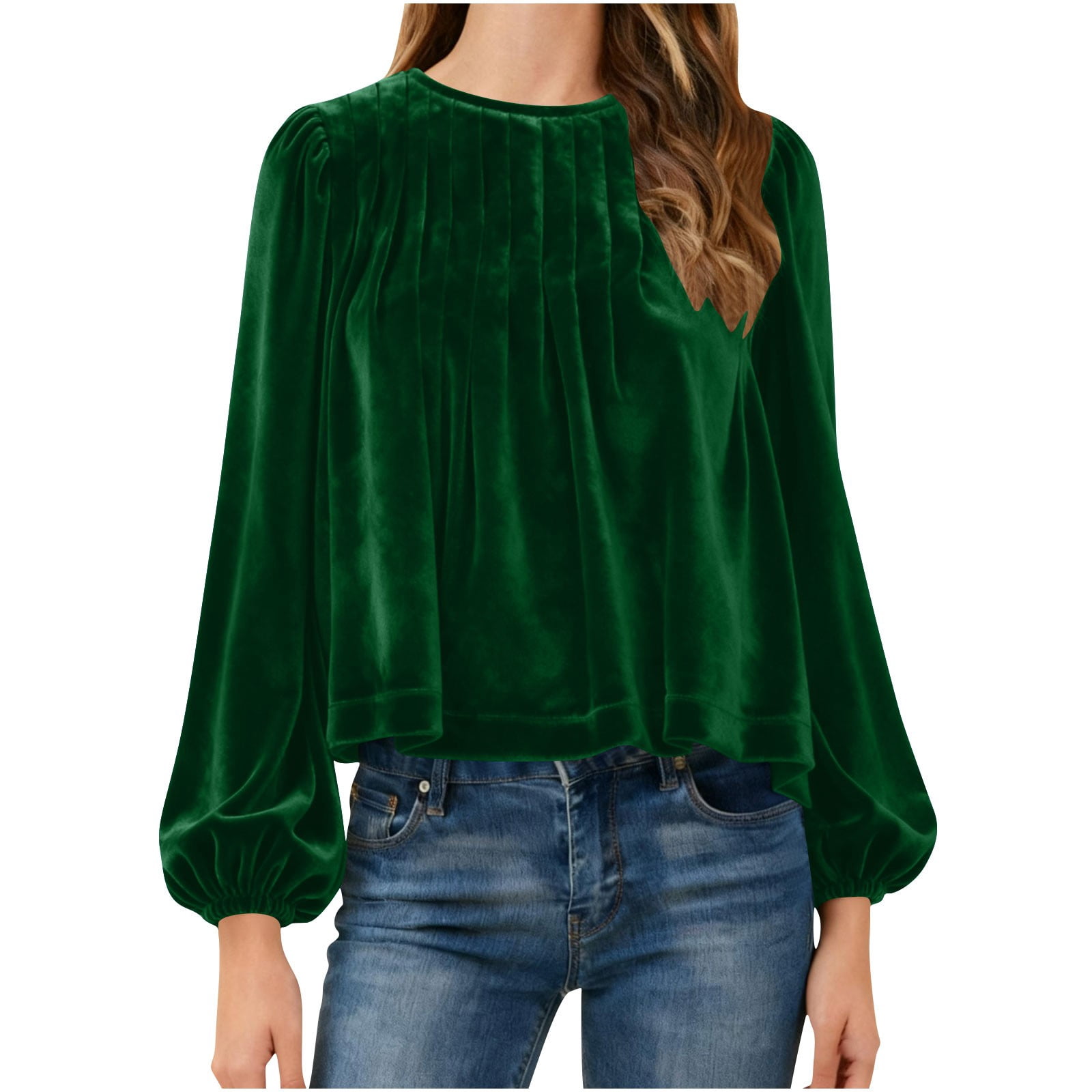 Solid Color Gold Velvet Long Sleeve Elastic Cuff Top