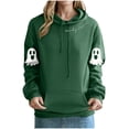 thumbnail image 1 of JSheng Halloween Printed Hoodies for Women Ladies' Long sleeve Hooded Printing Drawstring Comfy Sweatshirts Army Green L, 1 of 4