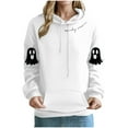 thumbnail image 1 of JSheng Halloween Printed Hoodies for Women Ladies' Long sleeve Hooded Printing Drawstring Comfy Sweatshirts White M, 1 of 4