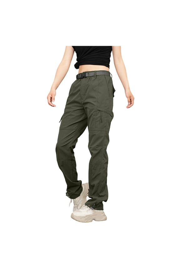 Men's And Women's Thick Cargo Pants Unisex Windproof And Waterproof Outdoor Straight Leg Casual Multi Bag Work Pants Army Green L
