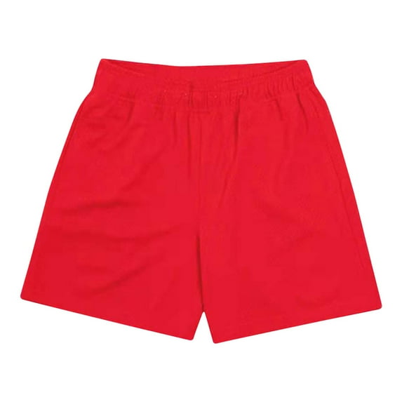 JSheng Men's Athletic Shorts Mesh Solid Color Sports Fitness Pockets Breathable Holiday Beach Shorts Red S