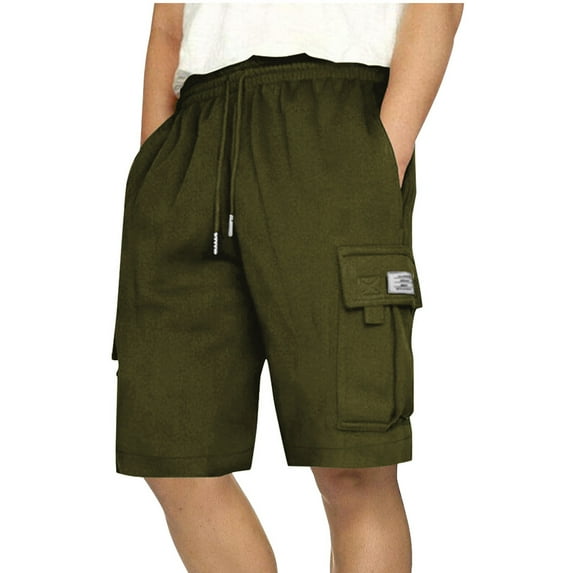 JSheng Men's Casual Cargo Shorts Stretch Waist Shorts with Multi Pockets Solid Color Loose Cargo Shorts Mint Green M