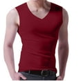 thumbnail image 1 of JSheng Men's Casual V-Neck Tank Top Fashion Outdoor Elastic Tight Solid Color V-Neck Sleeveless Tank Top Red XXL, 1 of 5