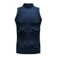 thumbnail image 1 of JSheng Men's Fitness Tank Tops Solid Color Fashionable Leisure Sports Slim High Neck Sleeveless Top Navy XL, 1 of 5