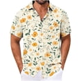 thumbnail image 1 of JSheng Men's Hawaiian Shirts Fashion Printed Button Up Lapel Collar Pullover Cardigan Top Plus Size Yellow L, 1 of 4