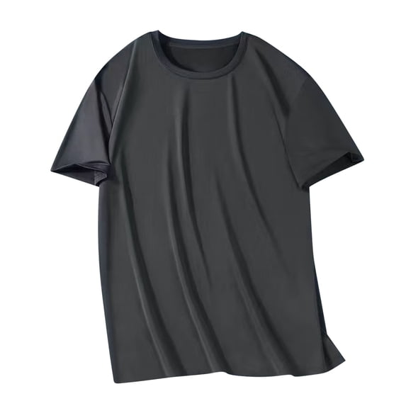 JSheng Men's Loose T-Shirts Summer Oversize Casual Fashion Solid Color Round Neck Short Sleeve Tops Dark Gray XXXXXL