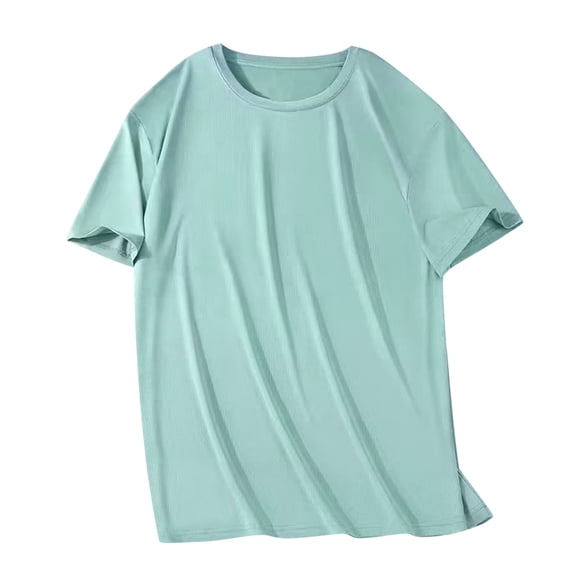 JSheng Men's Loose T-Shirts Summer Oversize Casual Fashion Solid Color Round Neck Short Sleeve Tops Mint Green XXL
