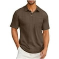 thumbnail image 1 of JSheng Men's Short Sleeve Shirts with Front Pocket Casual Cotton T-Shirts Short Sleeve Turndown Collar Blouse Brown XL, 1 of 5