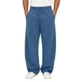 thumbnail image 1 of JSheng Men's Sweatpants Drawstring Elastic Waist Wide Leg Casual Curved Joggers with Pockets 01-Blue XL, 1 of 5