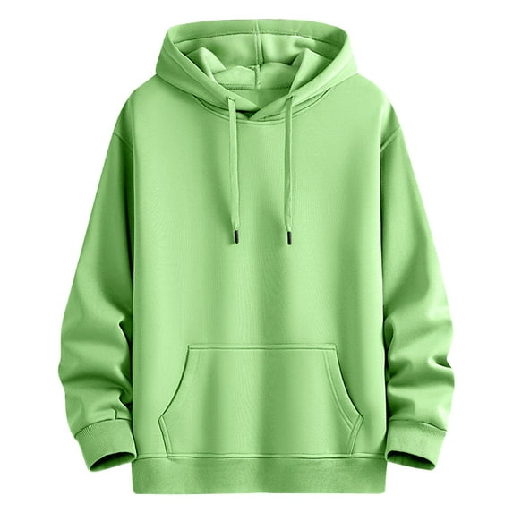 JSheng Men's Thick Hoodies Fashion Solid Color Loose Long Sleeved Hooded Fleece Pullover Thermal Comfortable Tops Mint Green M