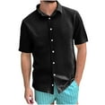 thumbnail image 1 of JSheng New Mens Short Sleeve Tops 2025 Fashionable Men's Temperament Casual Solid Color Transparent Short Sleeved Lapel Shirt Black M, 1 of 5