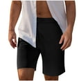 thumbnail image 1 of JSheng Plus Size Men's Shorts Solid Color Pocket Elastic Waist Drawstring Short Pants Black XXL, 1 of 5